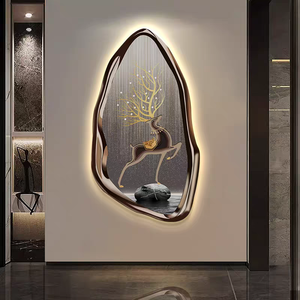 Dipinto Decorativo Moderno con Luci LED per Soggiorno, Arte Murale 3D Creativa di Alta Qualità con Alce in Cristallo - Product Image 4