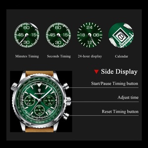 POEDAGAR Top Luxury Men <b>Clock</b> Waterproof Luminous Date Chronograph Sports Man Wristwatch Leather Men's Quartz Watches Male Reloj - Product Image 6