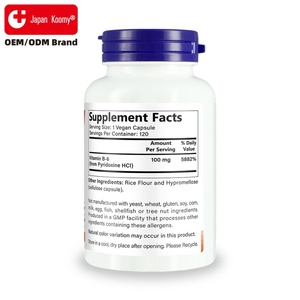 Suplemento de Vitamina B-6 con Etiqueta Personalizada, 100 mg, Apoyo a la Salud Cardiovascular para Adultos, Cápsulas de Vitamina B-6 - Product Image 2