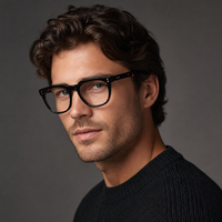 Monture de lunettes optiques unisexe 2026 JS en acétate épais, faite à la main, ronde, anti-lumière bleue, avec charnière