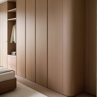 Nouvelle chambre à coucher en bois de style mid-century, armoire, bureau de rangement haut de gamme personnalisé, organisation intégrée, aménagement écologique, villa