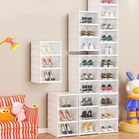 Boîte de rangement pliable Rmier, montage facile, en plastique transparent, empilable, avec couvercles, grande taille, étagère à chaussures