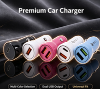 Cargador de Coche con Doble Puerto USB y Carga Rápida 3.0, 12V-24V, Universal, Mini Cargador para Encendedor de Cigarrillos, para Teléfono, Varios Colores