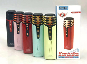 WSTER WS838 Support USB TF Card <span class=keywords><strong>FM</strong></span> <span class=keywords><strong>Radio</strong></span> avec lumière disco, microphone, haut-parleur, karaoké, microphone sans fil USB, <span class=keywords><strong>studio</strong></span> familial KTV - Product Image 3