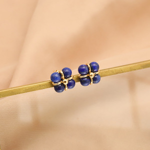 Boucles d'oreilles en perles de lapis-lazuli, design unique en pierres précieuses, fabrication artisanale, bijoux de mode pour femmes, cadeau spécial - Product Image 3