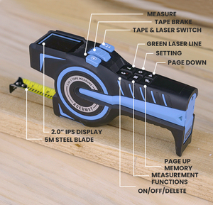 Règle de mesure électronique 3-en-1 de haute précision avec laser, télémètre infrarouge et système de mesure métrique - Product Image 2