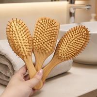 Cepillo de Pelo Ecológico de Bambú con Mango de Madera de Haya, Cepillo de Púas de Nylon para Peinar, Peine de Madera Natural para Masaje Capilar