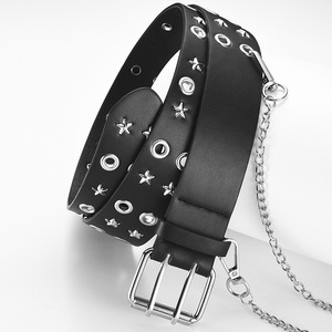 Ceintures pour femmes <span class=keywords><strong>en</strong></span> cuir PU de luxe, style 2025, <span class=keywords><strong>cyberpunk</strong></span> noir et blanc, Y2K, boucle <span class=keywords><strong>en</strong></span> alliage à double rangée, ceinture personnalisée - Product Image 4