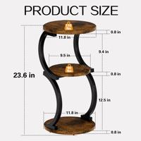 Table d'appoint en bois peinte à la main avec structure métallique, petite table de chevet gain de place pour chambre à coucher, salon ou coin.