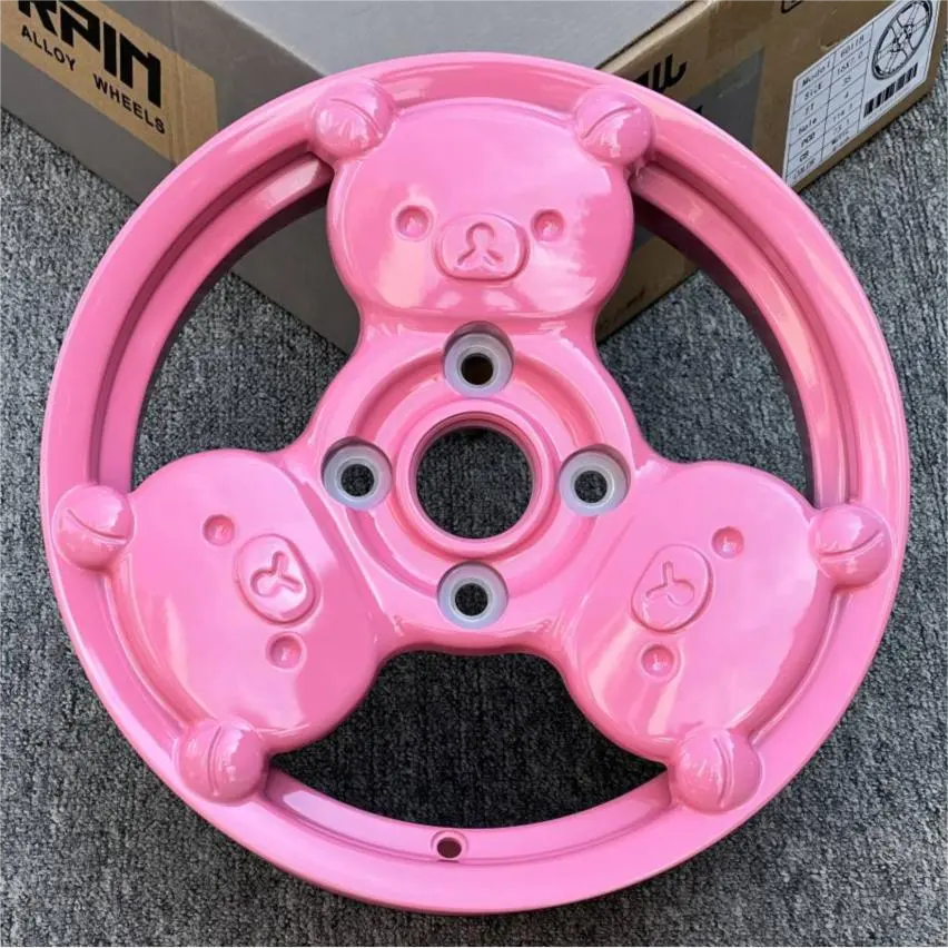 Готовые к отправке розовые диски 15 дюймов 4x114,3 с милым плюшевым мишкой 15x6 ET38 CB73.1 литые легковые колеса для мини-автомобиля