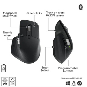 <span class=keywords><strong>Souris</strong></span> sans fil rechargeable <span class=keywords><strong>Logitech</strong></span> <span class=keywords><strong>MX</strong></span> <span class=keywords><strong>Master</strong></span> 3S, 8000 DPI réglables, rétroéclairage RVB, 7 boutons programmables, Darkfield, ergonomique - Product Image 5
