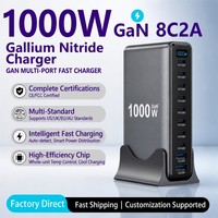 Station de charge GaN 800W, chargeur rapide USB C 10 ports, PD 3.1, plusieurs appareils, bureau, pour ordinateur portable, MacBook, tablette, prise AU EU