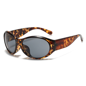 STY17035H Lunettes de soleil unisexes rétro années <span class=keywords><strong>90</strong></span>, monture ovale effet écaille, protection UV400, style enveloppant, pour la conduite - Product Image 4