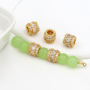Color-preserving 14K gold-plated zircon crown-shaped lucky charm barrel bead with <b>matching</b> beads, handmade DIY <b>bracelet</b>, - Product Image 2