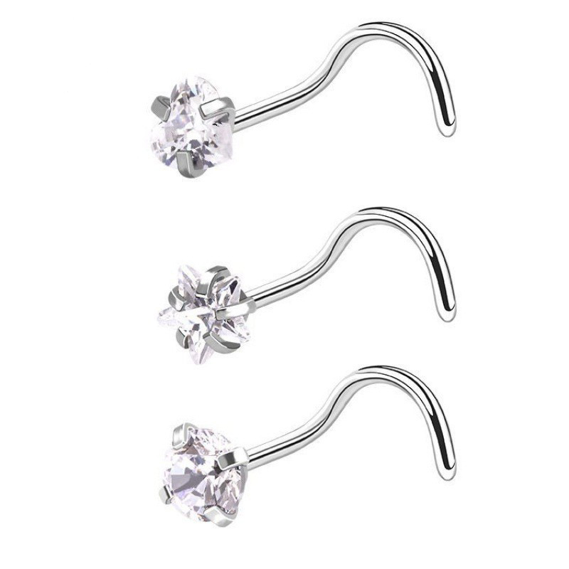 Conjunto de 3 piezas de acero curvado en forma de 5: corazón blanco + estrella + círculo.