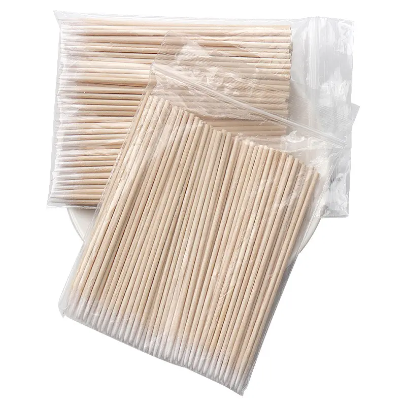 100pcs/bag Nails Wood Cotton Swab Clean Sticks Buds Tip Wooden Cotton Head Manicure Detail Corrector Nail Polish Remover Art Too
