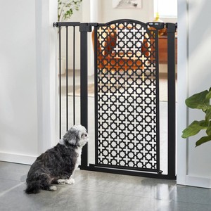 Barrière pour <span class=keywords><strong>chien</strong></span> en métal à motif extra-haute, à fermeture automatique, CNC, barrière de luxe pour animaux de compagnie pour les escaliers, barrière intérieure - Product Image 2