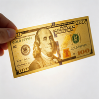 Billets de banque factices personnalisés en feuille d'or 24K, répliques réalistes de 100 dollars américains, pour collection, exposition et articles de fête
