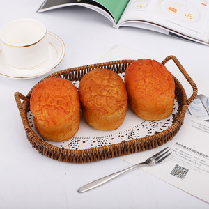 Hongtai Crafts L668 Oval Rattan Fruit Basket With Handle Storage Tray For <b>Kitchen</b> Food Serving - Product Image 4