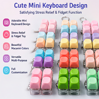 Porte-clés clavier mécanique mini personnalisé en forme de cœur LED, jouet anti-stress, capuchon de touche en acrylique transparent, cadeau en gros