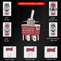 Interrupteur à bascule momentané à 3 positions avec bouton on/off, terminal à souder automatique, interrupteur à bascule 3 voies, 6 broches, 250v ac