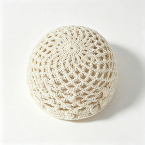 Unisex Hollow Crochet Mesh Beanie Summer Breathable Cotton Yarn Skull <b>Cap</b> Custom ACE <b>Mountain</b> Woven Label Character - Product Image 5