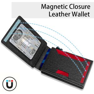 Portafoglio minimalista in fibra di carbonio per gli uomini porta carte in metallo RFID con chiusura a bottone piccola borsa nera per affari - Product Image 3