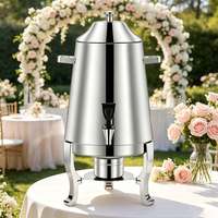 Distributeur de boissons en acier inoxydable FLEY avec couvercle, robinet et support surélevé pour service de buffet d'hôtel et de restauration