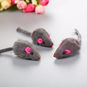Hot Sale Cute Soft Faux Fur Color Mouse Shaped <b>Cat</b> Plush <b>Toy</b> <b>Interactive</b> with Sound Stone - Product Image 4