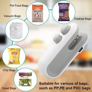 Portable <b>Mini</b> 2-in-1 Rechargeable Vacuum Sealer and Heat Sealer for Home Use Organizing Snacks and Food in Plastic Bags - Product Image 6
