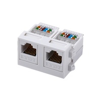 Modul Jaringan Keystone Jack Cat6 2 Port RJ45 Ysj HB Cat 6, Tanpa Alat, IDC Punch Down, Putih, untuk Panel Dinding/Patch Panel