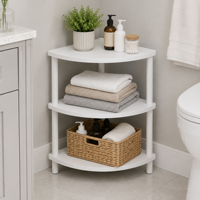 Étagère d'angle Turn-N-Tube à un niveau, en fer moderne, détachable et pliable, pour salon, bureau à domicile, garage, blanc