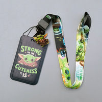 Étui rigide en métal double face pour cartes d'accès étudiantes, avec système de glissement et de pression, motif Star Baby Cartoon Mobile Phone Lanyard, Wars
