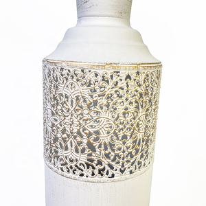 Lander Set di 3 Vasi da Fiori Decorativi Grandi in Metallo Stile Vintage, Vasi Alti da Terra Bianchi per Arredamento Casa e Soggiorno - Product Image 6