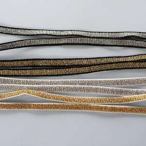 Cinta Elástica Metálica Dorada y Plateada de 1cm/2cm, Cinta de Poliéster-Látex para Decoración del Hogar, Moda y Accesorios de Ropa - Product Image 3