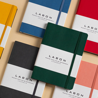 Carnet en cuir PU coloré LABON avec bande élastique, format A5, couverture souple, agenda pour le bureau, l'école, logo personnalisé