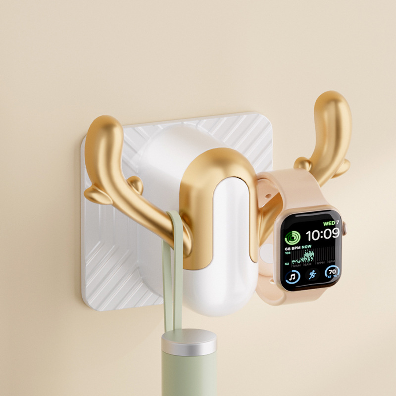 Golden antler-style spray-painted hook