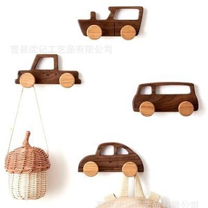 <b>Wooden</b> Car Cartoon Shape Double <b>Hook</b> Wall Hanger <b>Coat</b> Rack For Children Room Entryway Hat <b>Hook</b> Durable Wall Mounted Type - Product Image 5