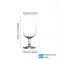 Vente en gros de gobelet en verre à champagne en cristal européen de 400ml Design classique pour usage domestique Tasse en verre à vin de 13.53oz