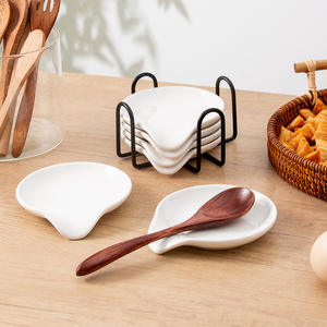 ชุดที่วางช้อนเซรามิกเฉาโจวโครงเหล็กสีขาวที่วางช้อนในครัวสำหรับใช้ในครัวเรือนสีทึบ DF1227 - Product Image 3