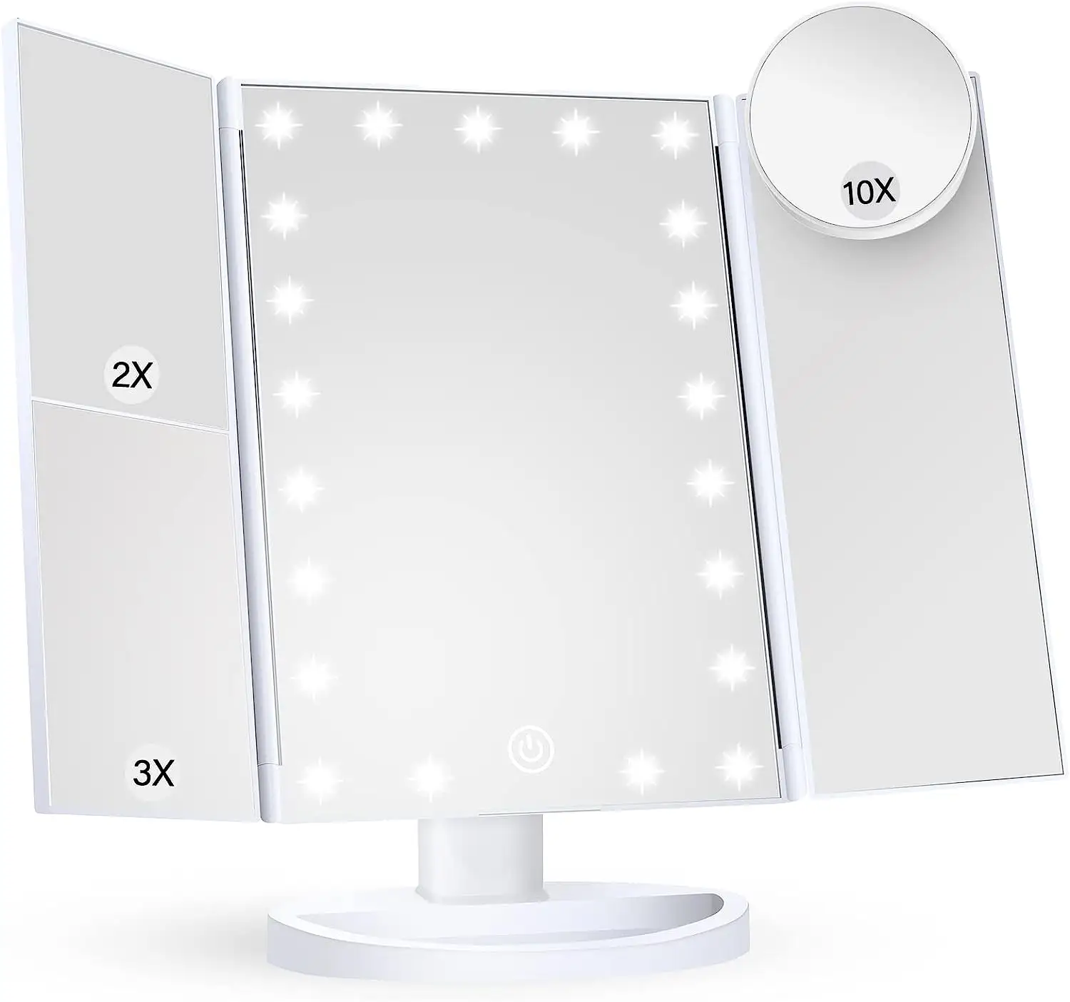 Cermin rias dengan lampu, cermin kecerahan dapat diatur dengan perbesaran 1X/2X/3X dan layar sentuh lipat tiga cermin rias