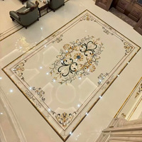 Carreaux de marbre modernes personnalisés en porcelaine émaillée, mosaïque de carreaux de marbre découpés au jet d'eau pour revêtements de sol intérieurs