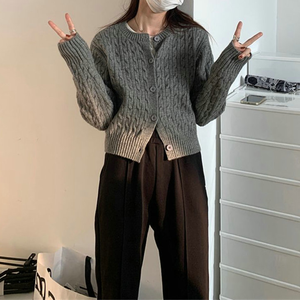 Maglieria donna autunno-inverno nuovo maglione <span class=keywords><strong>Cardigan</strong></span> Twist con volant tessitura a maglia stile <span class=keywords><strong>College</strong></span> coreano - Product Image 3