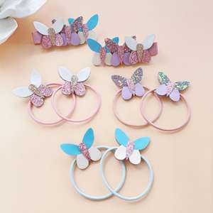 Horquilla de mariposa para niños y Diadema de cuero PU Color Crossing Hair Cord Nuevos accesorios para el cabello Diseño transfronterizo Material de PC - Product Image 3