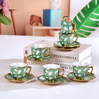 Fleur marbre motif plaqué or Logo fête de luxe réutilisable lait eau soucoupes personnalisées en céramique boisson tasse ensembles café thé tasse