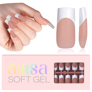 AILLSA X-Coat <span class=keywords><strong>Uñas</strong></span> Postizas Listas para Usar, Puntas Francesas <span class=keywords><strong>Blancas</strong></span> <span class=keywords><strong>Cuadradas</strong></span> Medianas - 15 Tamaños, Puntas <span class=keywords><strong>de</strong></span> <span class=keywords><strong>Uñas</strong></span> <span class=keywords><strong>de</strong></span> Gel <span class=keywords><strong>de</strong></span> Cobertura Completa para Salón y Reventa - Product Image 1