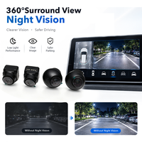 Meihua 360 °   Système de caméra de voiture avec 4 caméras fisheye, vue panoramique, surveillance environnante avec enregistrement DVR, vision nocturne étanche