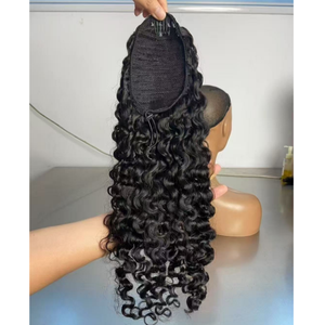 Extensions de cheveux naturels bouclés birmans en queue de cheval avec cordon de serrage – Vente en gros pour revendeurs - Product Image 1