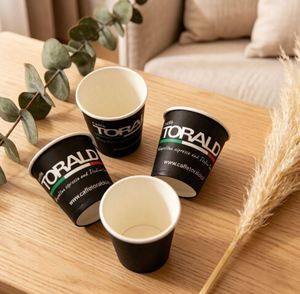 Gobelet en papier à paroi simple biodégradable imprimé avec logo personnalisé pour le café et le lait, impression couleur personnalisée, 4 oz - Product Image 2