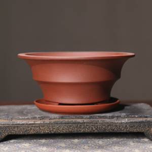 Pot à bonsaï en argile violette fait à la main, forme ronde traditionnelle, ornement de table à thé - Product Image 1
